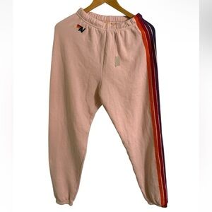 NWT Aviator Nation 5 Stripe Sweatpants Light Pink Size Small